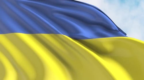 Realistic Waving Ukrainian Flag Seamless Loop