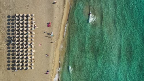 Aerial top view Falassarna beach in Crete, Greece, Falassarna beach is a very famous tourist destina