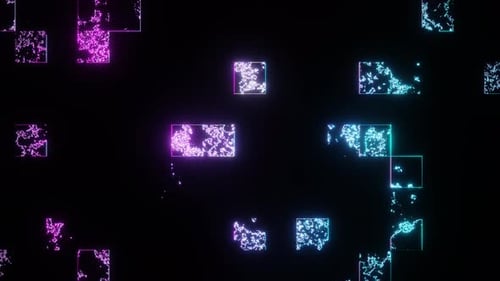 Pink To Cyan Abstract Glow Disappearing Cubes Background Vj Loop In 4K