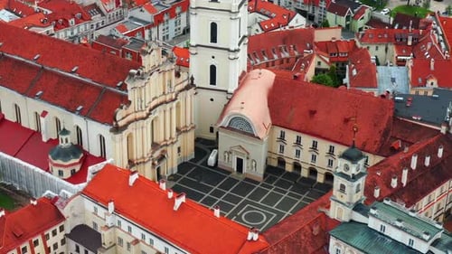 Grand Courtyard Of Vilnius University And Church of St. Johns, Public University In Vilnius, Lithuan
