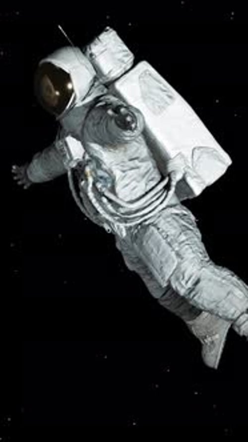 Un astronaute vole dans l'espace autour de la lune. Sortie dans l'espace. Boucle fluide. Animation de rendu 3D.