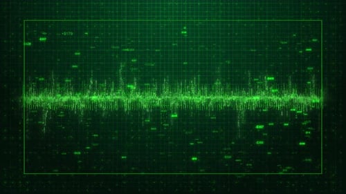 4k abstract music sound wave audio waveform black background. Line digital voice technology. radial