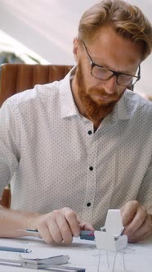 Specialist Making Chair Mockup While Staying in Studio