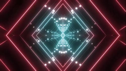 Dynamic digital tunnel pulses with neon lights and data flow