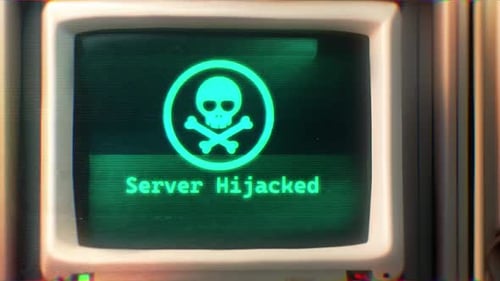 Serveur piraté sur écran d'ordinateur et arrière-plan de piratage