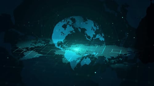 Футуристическая цифровая Земля со светящимися соединениями для передачи данных