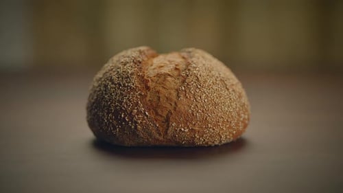 Close-up of Round Seeded Bread Loaf
