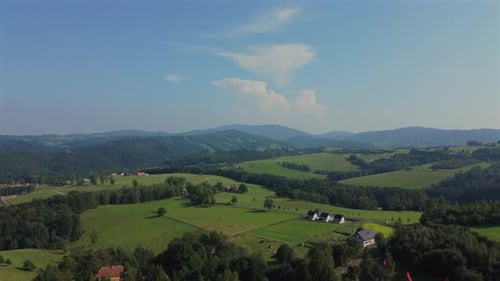Aerial View of Green Fields and Landscape