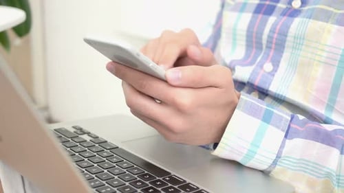 Male Hands Typing Message