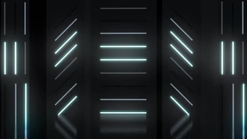 Dynamische Neonlichter pulsieren auf futuristischer dunkler Hintergrundanimation