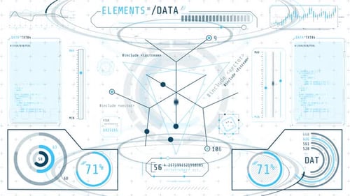 Animated Hightech Interface with Various Data Processing Activities
