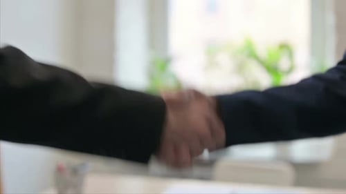 Slow Motion of Business People Shaking Hand Close Up