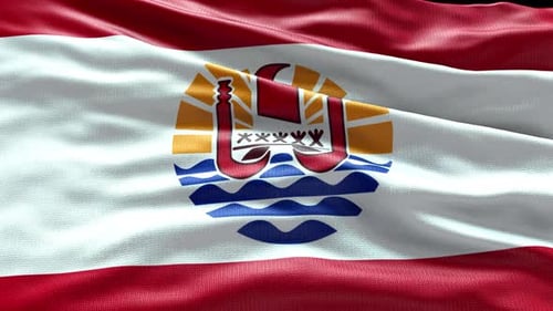 French Polynesia Flag Waving in Realistic Fabric Animation
