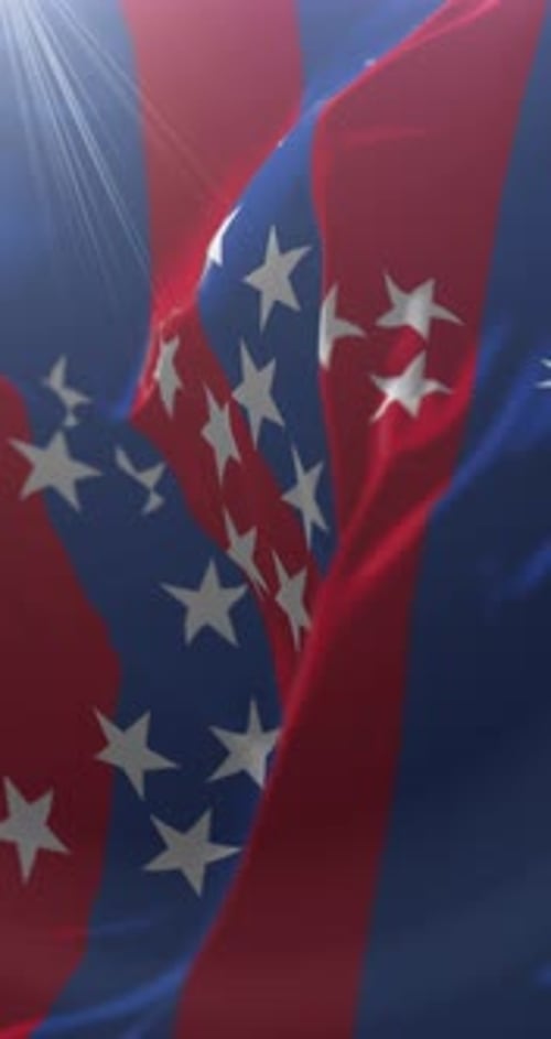 Dynamic Patriotic Flag Waving Vertical Loop Background