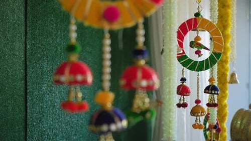 Indian Hindu Wedding Traditional Elements of Decor Close Up