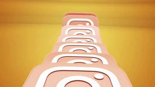 Dynamische orange 3D-Symbole für Instagram