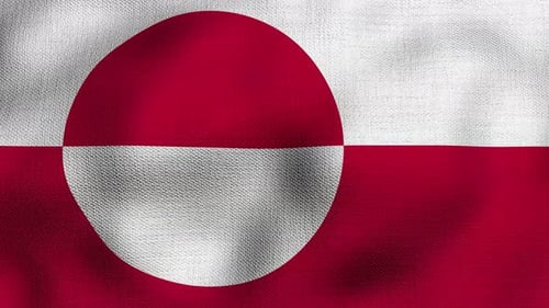 Greenland National Flag Waving Fabric Loop Animation