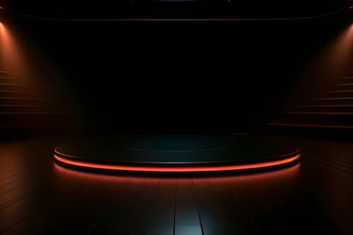podium Futuristic showcase with platform for product displaying. Empty modern stage display