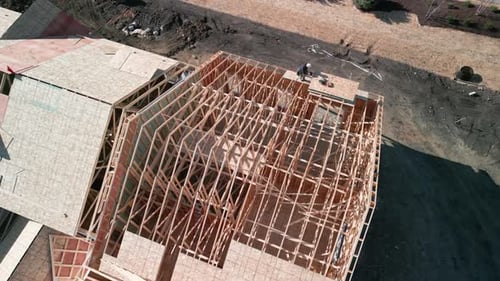 Aerial View of a New House Construction Site