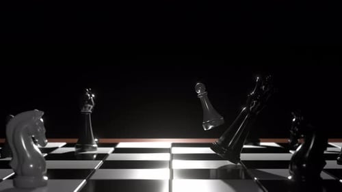 Animated 3D Chess King Falling Down on Board