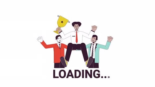 Business team celebrating line 2D loading animation