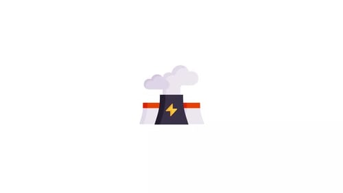 Animated Nuclear Power Plant Ban Flat Design Icon