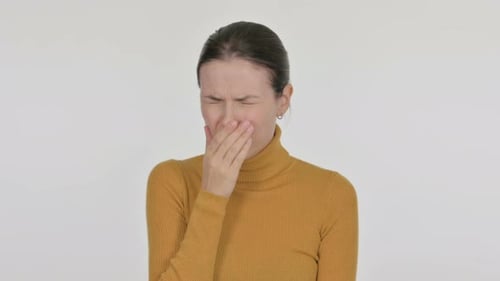 Woman Coughing into Hand Feeling Sick