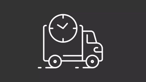 Line Art Delivery Truck Animation with Moving Clock Icon