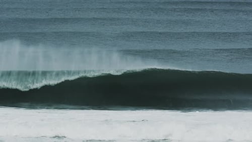 Shallow Break Wave Curls Wide with Foam Crash