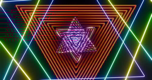 Neon Geometric Triangle Tunnel Loop Background