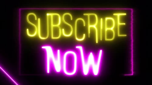 Néon jaune et violet Abonnez-vous maintenant, signez avec cadre
