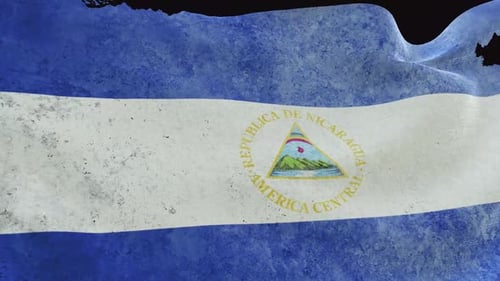 Nicaragua Flag Waving with Grunge Distressed Texture