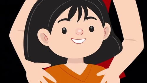 Little Girl With Her Mom Smiling On Alpha Channel