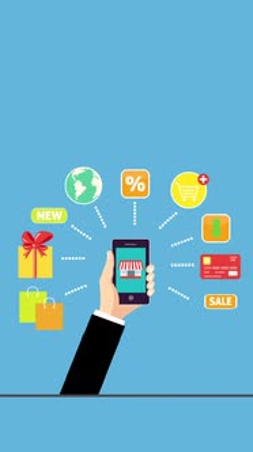 E-commerce Mobile Shopping Flat Design Animation