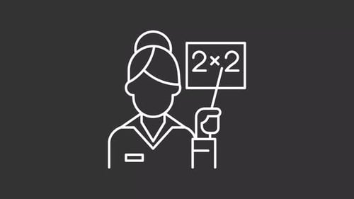 Animated Line Art of a Teacher Explaining Math Problem