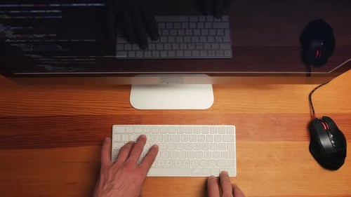 Developer Software Programming Python Code with Chat Bot AI HTML Code on Lcd Screen Developer