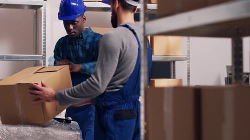 Male Manager Scanning Barcodes on Packages