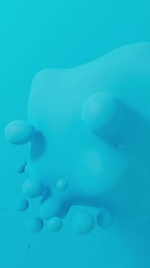 Fließende abstrakte blaue Kugeln, die schweben und sich vermischen, Metabälle, Looping Motion 3D, rendern vertikales Video