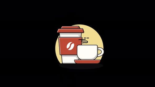 Kaffeetasse mit Teetasse. Animationsvideo zum Café-Logo-Konzept — transparent