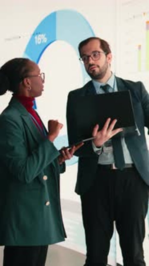 Vertical Video Collaborating Fiscal Metrics and Corporate Managers Evaluating Performance