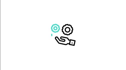 Flat Design Hand Holding Rotating Gears Icon