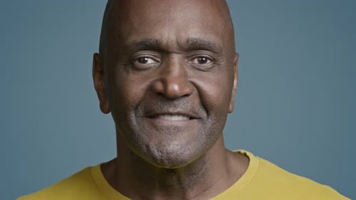 Smiling Man Portrait in Studio Close Up