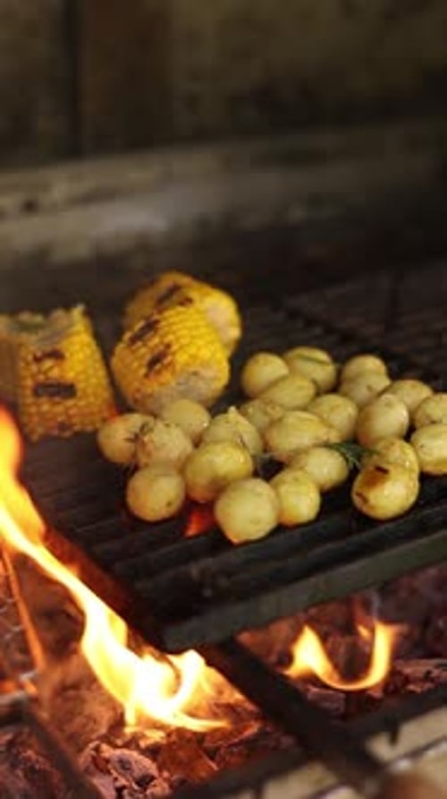 Fried young potatoes. Close up