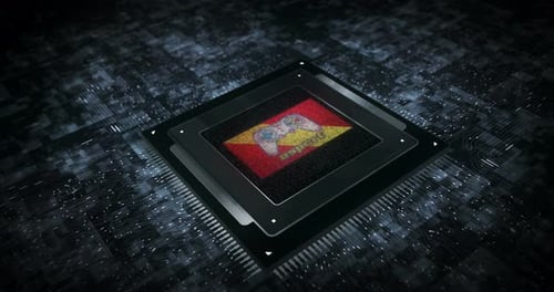 Esport-Videospiel-Symbolflagge auf Computer-CPU
