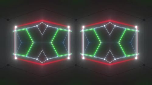 Abstract Neon Geometric Lines Kaleidoscope Looping Background