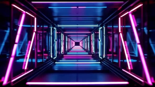 Futuristic Neon Sci Fi Corridor Loop Background