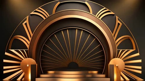 Elegant Art Deco Golden Stage Background for Awards Presentations