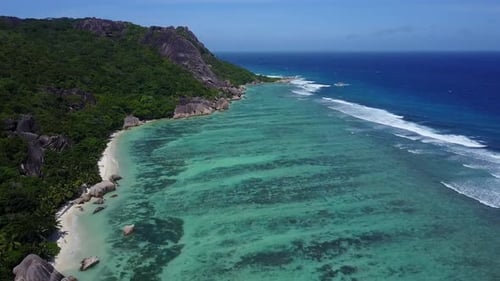 Africa Indian ocean Seychelles La Digue Anse Source d'Argent Beach Drone Shooting