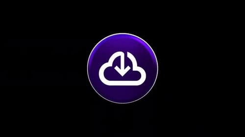 Animated 3D Cloud Download Icon Rotating on Black Background