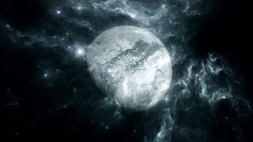 Rotating Futuristic Planet in Dynamic Space Nebula